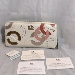 Coach C Inlaid Patchwork Collection zip around wallet